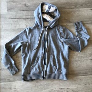 Faded Glory Women’s  Light Gray Zip-Up Hooded Sweater